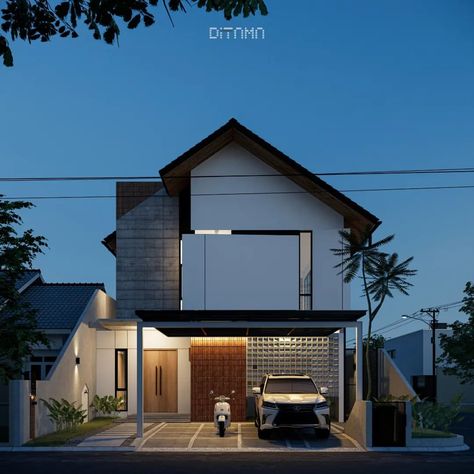 Facade Small House, Small Industrial House Exterior, Minimalist Exterior House Design, Industrial House Facade, Small House Facade, Compact House Design, Small House Design Minimalist, Minimalist Facade, Modern Minimal House