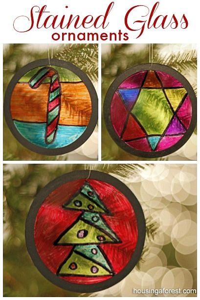 Homemade Ornaments are a fun Christmas craft ~ Recycled Stained Glass Ornaments