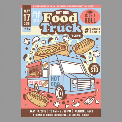 Food Fest Illustration, Food Truck Illustration Design, Food Truck Festival Poster, Food Truck Advertising Ideas, Food Truck Poster Design, Poster Food Festival, Food Truck Graphic Design, Food Event Poster Design, Pancake Food Truck