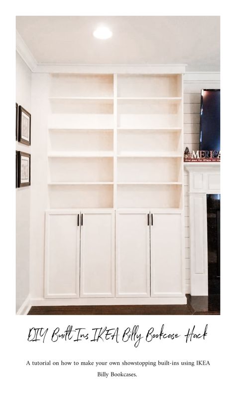 Samantha Raising Wildflowers Motherhood Blog - DIY Built Ins IKEA Billy Bookcase Hack Diy Built Ins, Raising Wildflowers, Bookcase Hack, Office Update, Billy Ikea, Ikea Built In, Painting Laminate Furniture, Ikea Desk Hack, Billy Bookcase Hack