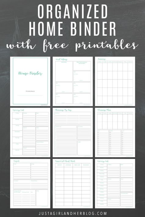 Grab this home binder with free printables to help you organize your time, goals, projects, household, and more! | #homebinder #printables #freeprintables #binderprintables #homeorganization Binder Printables Free, Home Organization Binders, Organizational Printables, Binder Templates, Free Printables Organization, Emergency Binder, Family Binder, Gratis Printables, Household Binder