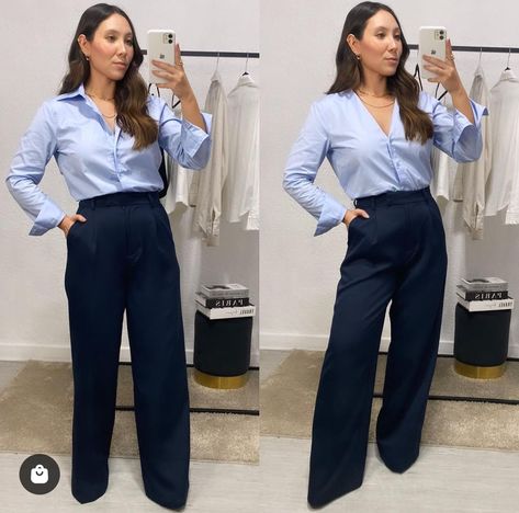 Navy Dress Pants Women, Dark Blue Shirt Outfit Woman, Dark Blue Pants Outfit, Dark Blue Uniform, Black Slacks Outfit, Blue Pants Outfit, Slacks Outfit, Dark Elbows, Outfit Elegante