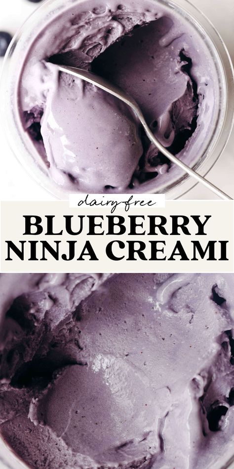 Dairy-Free Blueberry Protein Ice Cream (Ninja Creami) | Feasting on Fruit Blueberry Ninja Creami Recipes, Protein Ice Cream Ninja Creami, Ninja Ice Cream, Ice Cream Ninja Creami, Ice Cream Maker Recipes Healthy, Ninja Creami Recipe, Ninja Ice Cream Recipe, Protein Ice Cream Recipe, Feasting On Fruit