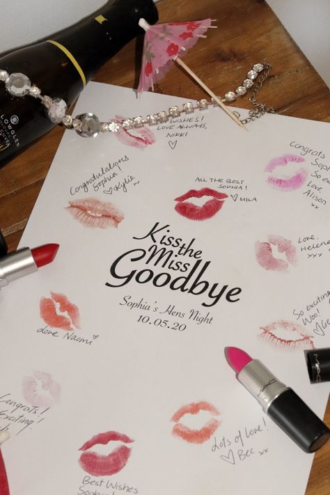 Kiss The Miss Goodbye, Hen Night Ideas, حفل توديع العزوبية, Apply Lipstick, Bride Shower, Bachelorette Party Planning, Bridal Bachelorette Party, Bachelorette Party Bride, 18th Birthday Party