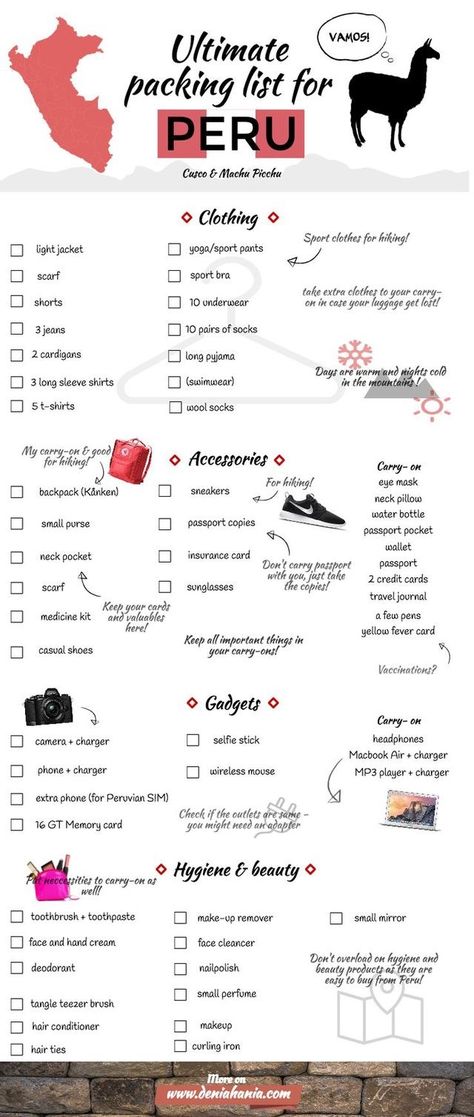 Peru Trip, Ultimate Packing List, Machu Picchu Peru, Mission Trip, Travel Clothes, Trip Outfits, Dream Trip, Peru Travel, Destination Voyage