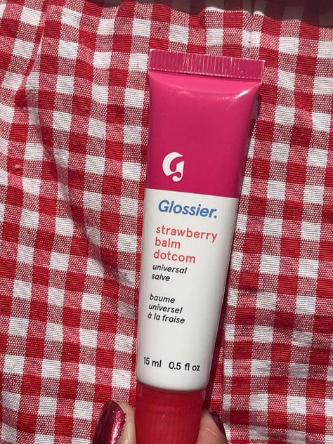 🍓🍓 Glossier Strawberry Balm, Strawberry Balm Dot Com, Glossier Strawberry, Balm Dot Com Glossier, Balm Dot Com, Glossier Aesthetic, Collage Cutouts, Glossier Balm, 22nd Bday