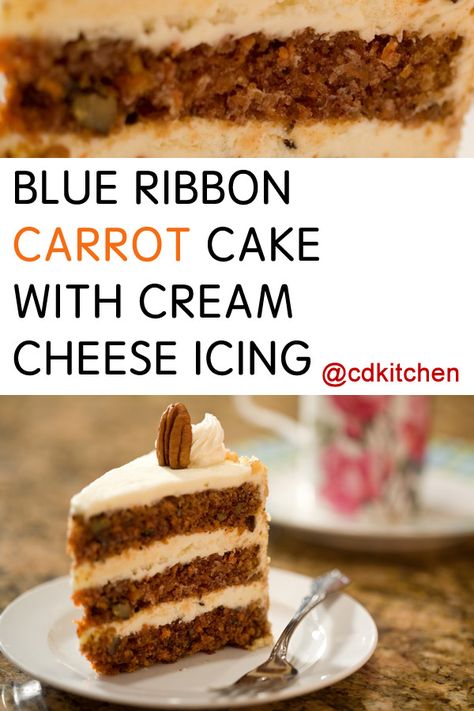 Made with flour, baking powder, ground cinnamon, baking soda, salt, sugar, oil, eggs, carrots, crushed pineapple, nuts, flaked coconut, , butter, cream cheese, vanilla extract, confectioners' sugar | CDKitchen.com Carrot Cheesecake, Cream Cheese Icing Recipe, Cinnamon Baking, Cake With Cream Cheese Icing, Sarah Christine, Carrot Cake With Cream Cheese, Cream Pies, Kinds Of Desserts, Sweet Treats Recipes