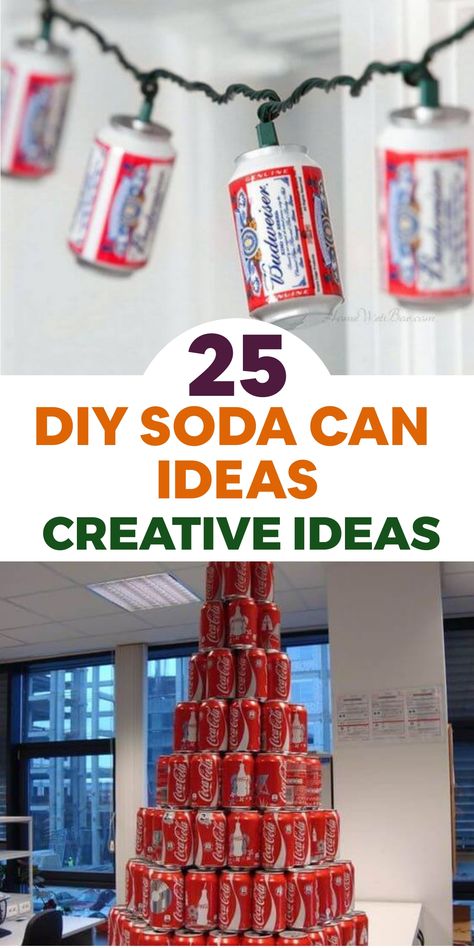 Explore the endless possibilities of repurposing soda cans with these creative DIY ideas. Repurpose empty cans into charming planters, stylish lanterns, or stunning wall art pieces. Add a touch of eco-friendliness to your home decor by upcycling and reducing waste. Discover inspiration to transform ordinary cans into extraordinary creations that will impress everyone! Let your creativity flow and make a positive impact through sustainable crafting. Soda Can Decorations, Can Sculpture Ideas, Beer Can Recycle Ideas, Drink Cans Crafts, Coke Can Art, Crafts With Soda Cans, Fly Repellant Diy, Plastic Coffee Cans, Coke Can Crafts