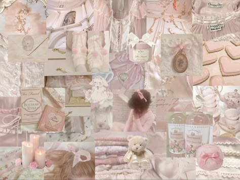 Kawaii Collage Aesthetic, Pink Pilates Princess Computer Wallpaper, Pink Princess Aesthetic Wallpaper Laptop, Pink Bow Aesthetic Wallpaper Laptop, Pink Ballet Aesthetic Wallpaper, Croquette Wallpaper Laptop, Coquette Collage Wallpaper Laptop, Coquette Google Wallpaper, Ballet Core Wallpaper Laptop