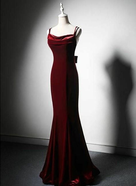 Long Red Elegant Dresses, Deep Red Evening Gown, Wine Red Elegant Dress, Prom Dresses Red Velvet, Expensive Red Dress, Dark Red Hoco Dress Long, Wine Red Party Dress, Prom Dress Dark Colors, Red Silk Dress Prom