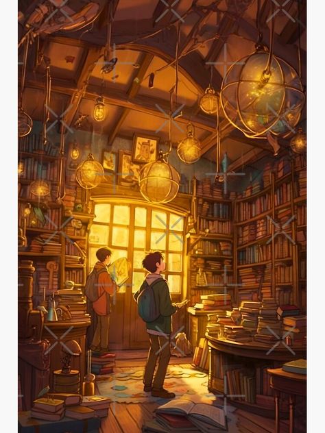 Cozy Library Illustration, Magical Shop Concept Art, Curio Shop Aesthetic, Library Art Aesthetic, Magic Library Illustration, Old Library Drawing, Magic Store Concept Art, Cute Library Drawing, Magic Store Aesthetic