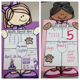 The 2 Teaching Divas: Math About Me!!  Very cute, hands-on craftivity just right for back to school! Learn all about your new students and the math in their lives! Makes a very cute display and covers a variety of standards! Inside this pack there are 4 different Math about Me pages (ranging from easy to more difficult) and 9 different kids to choose from. Maths Poster Making Ideas, All About Me Maths, Math Posters, Maths Ideas, Spring Classroom, Kids Math, Math Crafts, Math Number Sense, Math School