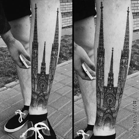 Köln - Cologne ?? Architecture Tattoo Ideas, Cathedral Tattoo, Architecture Cathedral, Tattoo Zone, Tattoo Dotwork, Architecture Tattoo, Gothic Architecture, Word Tattoos, American Traditional