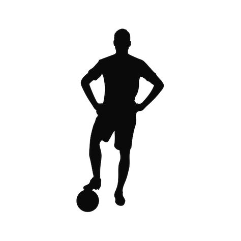 Vector soccer player silhouette football... | Premium Vector #Freepik #vector #sports-silhouettes #soccer-silhouette #football-silhouette #football Sports Silhouettes, Football Player Silhouette, Soccer Silhouette, Football Silhouette, Birthday Room, Sport Vector, Shadow Illustration, Silhouette Illustration, Soccer Guys