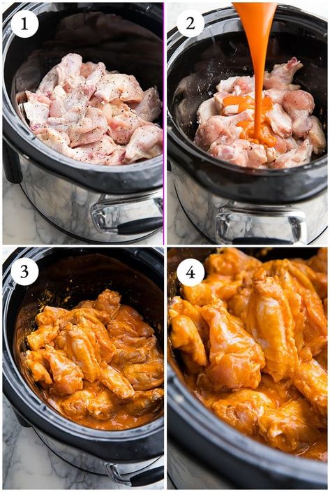 These chicken wings are so tender, perfectly spicy, crispy, and delicious. Plus, they're made in the Crockpot or slow cooker, making them super easy. Perfect as an appetizer or main course, especially during tailgating season, holidays, or parties! #chickenwings #appetizer #tailgating #crockpot #slowcooker Buffalo Chicken Wings Crockpot Franks Red Hot Crock Pot, 3 Ingredient Slow Cooker Chicken Wings, Tailgate Chicken Wings, Hot Wings Crockpot Recipe, Crockpot Buffalo Chicken Wings, Frozen Chicken Wings Crockpot Slow Cooker, Slow Cooker Hot Wings, Crock Pot Buffalo Wings, Crockpot Wings Easy