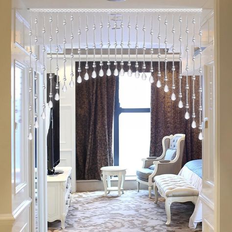 PRICES MAY VARY. 【Exquisite & Durable】Crafted from premium K9 crystal glass, our doorway curtain exudes elegance with its uniform and transparent color. The smooth and delicate texture adds a touch of luxury to any space. The beads are skillfully threaded with stainless steel wire, ensuring durability and longevity. 【Elegant Home Decor】The crystal door beads are expertly crafted into the shape of gourds, symbolizing good luck, fortune, and prosperity. The arched beaded valance curtain features 2 Curtain For Door Entrance, Crystal Beaded Curtains Doorway, Fancy Blinds, Beaded Door Curtains Diy, Curtain Door Ideas, Beads For Doorway, Bead Door Curtain Diy, Over Door Decor, Door Beads Curtain