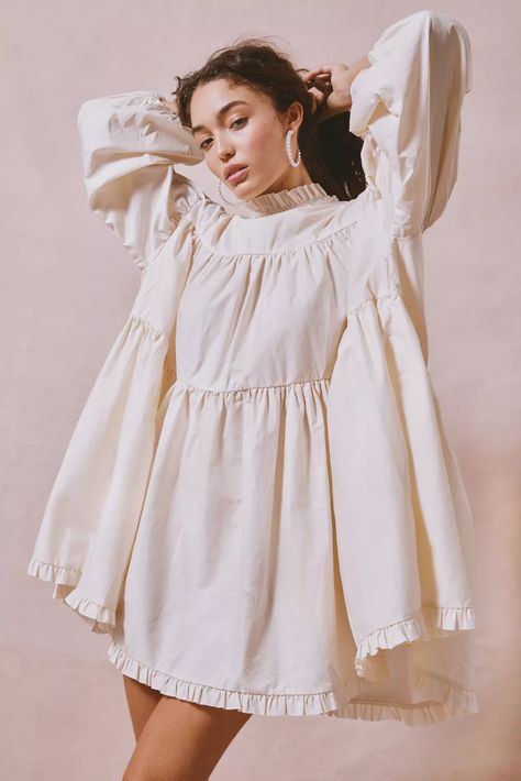 Sister Jane, Cool Girl Style, Tiered Mini Dress, Dressed To The Nines, Darling Dress, Urban Dresses, Mock Neckline, Puffy Sleeves, Capsule Collection