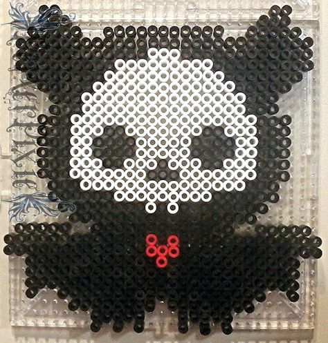 Skelanimals Diego The Bat by PerlerPixie on DeviantArt Hamma Beads Ideas, Perler Creations, Melty Bead Patterns, Pearl Beads Pattern, Perler Bead Templates, Diy Perler Bead Crafts, Perler Crafts, Hama Beads Patterns, Diy Perler Beads