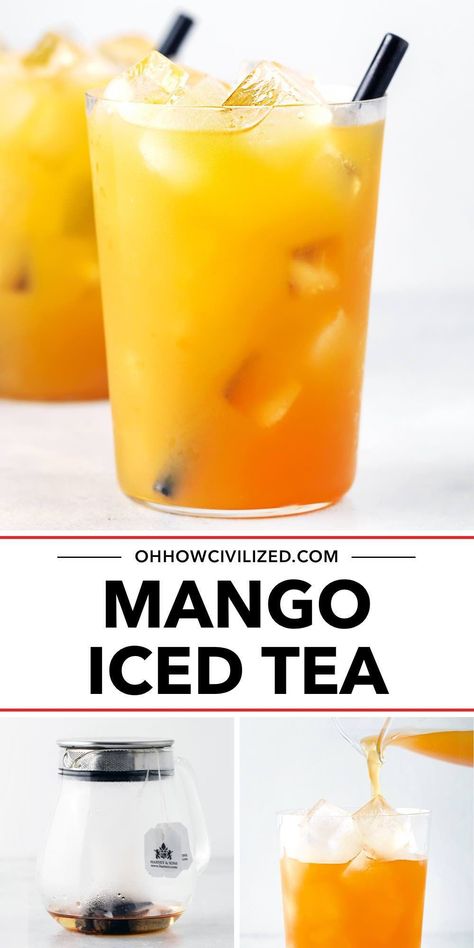 This 4-ingredient mango iced tea is full of tropical flavor! Learn to brew the perfect cup of iced tea with tips from a tea sommelier. #mangoicedtea #mangotea #icedtea #icedtearecipes Arabic Cafe, Homemade Simple Syrup, Apricot Juice, Flavored Iced Tea Recipes, Mango Iced Tea, Mango Tea, Iced Drinks Recipes, Tea Drink Recipes, Easy Teas