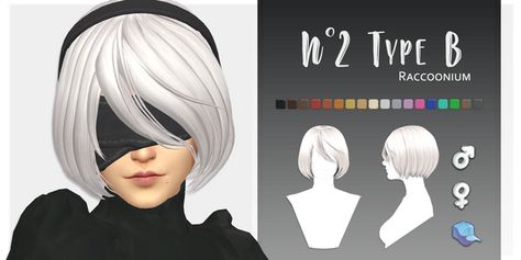 2B hair | Raccoonium on Patreon Sims 4 Body Hair, 2b Hair, Big Cheeks, Sims 4 Hair Male, Ts4 Mods, Cc Sims4, Cc Hair, Hair Male, The Sims 4 Pc