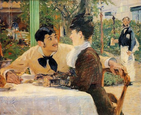 https://flic.kr/p/KV9GAA | Chez le Pere Lathuille - 1879 - Musee des Beaux-Arts de Tournai - Painting - oil on canvas | Edouard Manet Manet Olympia, Manet Paintings, Paintings Monet, Edouard Manet Paintings, Manet Art, Portraits Painting, Degas Paintings, Renoir Paintings, Famous Portraits