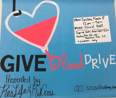 This a Blood Drive bulletin  board! The idea came from a Red Cross poster. Blood Drive Poster Ideas, Blood Drive Posters, Health Science Classroom, Room Mom Gifts, Red Cross Blood Drive, Blood Donation Posters, Cross Poster, Drive Poster, Key Club