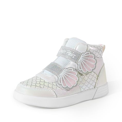 PRICES MAY VARY. Mermaid-Inspired Design: Inspired by the captivating world of mermaids, these high-top fashion sneakers for girls feature enchanting elements from mermaid tales. From the whimsical seashell motif to the fish scale design, every detail sparkles imagination and wonder. Sparkling Vegan Upper: The stylish ombre upper blends seamlessly with shimmering fish scale patterns, while the embossed pearlescent leather infused with glimmers injects a hint of glamour and edge into the shoes. E Shoes For Girls Stylish, Mermaid Tales, Casual Shoes Women Sneakers, Shoes Inspiration, Casual Walking Shoes, Sneakers Kids, Mermaid Inspired, Toddler Sneakers, Fish Scale