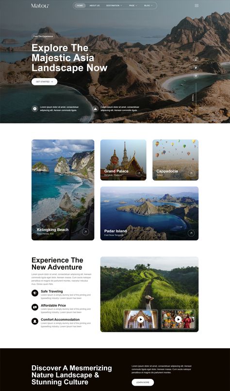 Website Design Travel Agency, Travel Blog Website Design Inspiration, Travel Agency Website Design Templates, Tour Agency Website, Adventure Website Design Inspiration, Travel Website Inspiration, Traveling Website Design, Travel Agency Website Design Inspiration, Tour And Travel Website Design