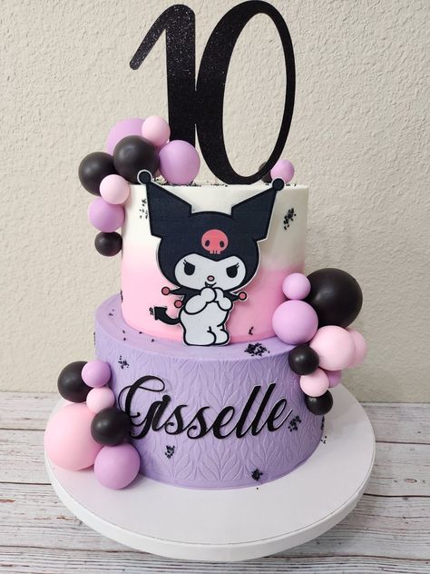 Kuromi Cake, Hello Kitty Birthday Cake, 10 Birthday Cake, Cake Drawing, Hello Kitty Birthday Party, Cake Pricing, Hello Kitty Cake, Custom Cupcakes, Hello Kitty Birthday