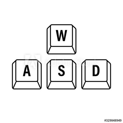 Stock Image: WASD computer keyboard buttons. Desktop interface. Web icon. Gaming and cybersport. Vector stock illustration. Wasd Gamer Tattoo, Keyboard Illustration Design, Keyboard Keys Art, Wasd Keyboard Tattoo, Keyboard Tattoo, Keyboard Drawing, Wasd Keyboard, Keyboard Illustration, Illustrator Designs