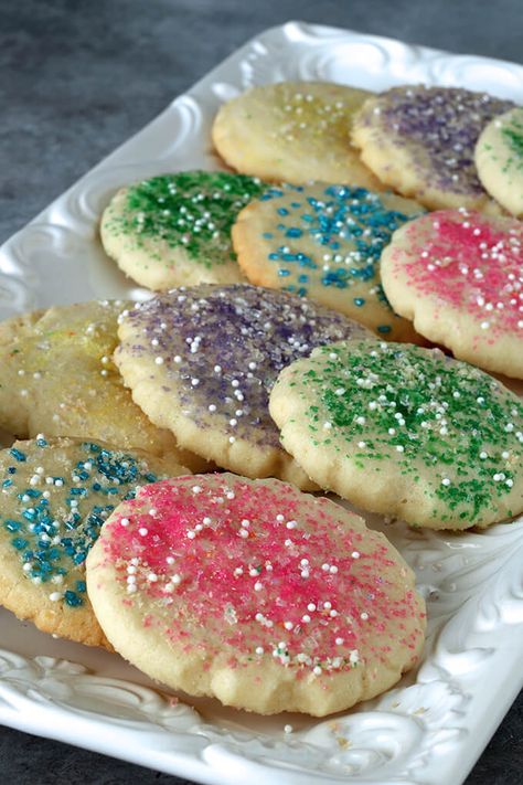 Pioneer Woman Angel Sugar Cookies, Sugar Cookie Recipe Powdered Sugar, Drop Sugar Cookies With Sprinkles, Pressed Sugar Cookies, Sugar Cookies With Sprinkles On Top, Christmas Sugar Cookies With Sprinkles, Amish Sugar Cookies Taste Of Home, Sanding Sugar Cookies, No Roll Sugar Cookies