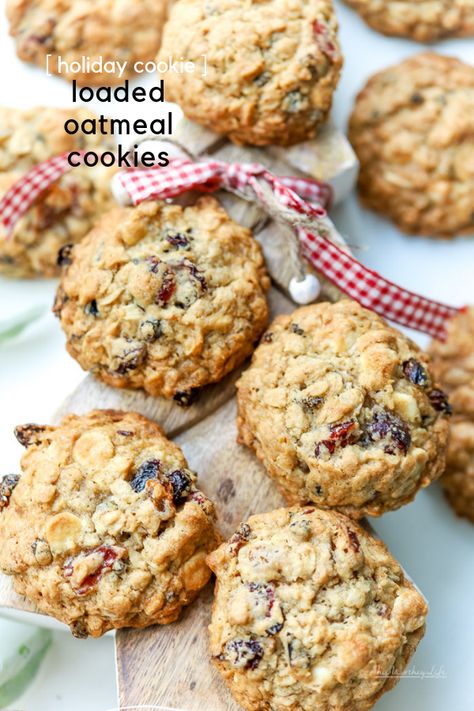 We're sharing our homemade loaded oatmeal raisin cookies recipe, which are great for the holiday baking season. And, we're part of the Houseful of Cookies blog hop, so you will find a ton of great cookie recipes to share this year! via @tatanishapw Joanna Gaines Oatmeal Raisin Cookies, Loaded Oatmeal Cookies Recipe, Cookie Recipes High Altitude, Loaded Oatmeal, Easy Oatmeal Raisin Cookies, Craisin Cookies, Oatmeal Raisin Cookies Recipe, Homemade Oatmeal Cookies, Raisin Cookies Recipe