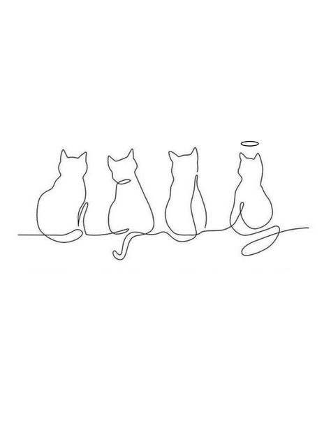 Three Cats Tattoo, Minimalist Cat Tattoo Designs, Lifeline Tattoos, Cat Outline Tattoo, Cat Tattoo Ideas, Masculine Tattoos, Single Line Tattoo, Planet Tattoos, Cat Tattoo Designs