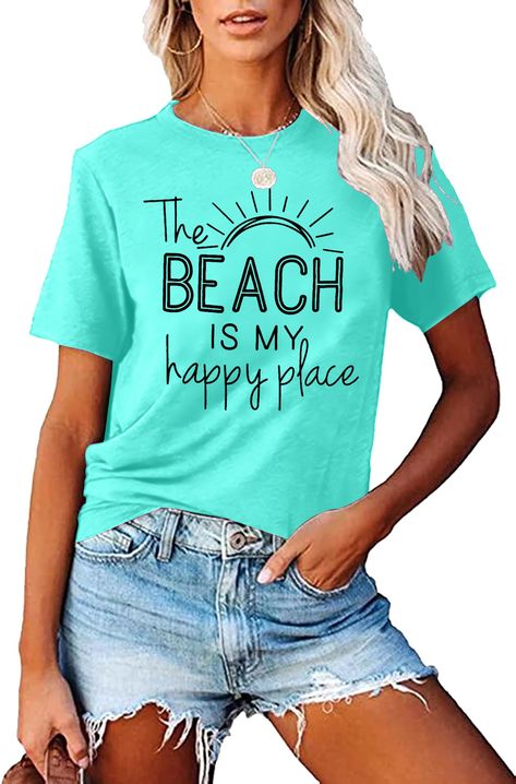 PRICES MAY VARY. Material: This cute lake shirt for women is made of cotton blend, the fabric is super soft, skin-friendly, good quality, comfortable to wear Design: The lake is my happy place letter print t shirt, sunshine graphic tee, lake shirts for women, short sleeve, o-neck, casual fit tee shirts Feature: Women lake camping shirt, lake trip shirts, spring outing shirt, girls summer camp tees, outdoor nature tshirt, hiking shirt, casual vacation tee tops Occasion: Perfect for lake life, lak Camping Tee Shirts, Lake Shirts, Sunshine Graphic, Beach Is My Happy Place, Lake Camping, Trip Shirts, Lake Trip, Summer Graphic Tee, Hiking Shirt