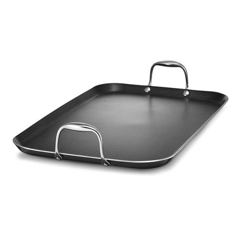 HexClad Hybrid Nonstick Double Burner Griddle, Compatible with All Cooktops, Oven-Safe up to 500ºF, Metal-Utensil Safe Generator Transfer Switch, Pancakes Bacon, Food Pancakes, Stove Top Burners, Double Burner, Bacon Eggs, Charger Cord, Otterbox Defender, Types Of Food