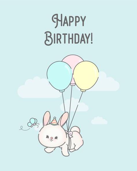 Birthday card template with flying bunny... | Premium Vector #Freepik #vector #birthday #invitation #party #animals Birthday Wishes Cute, Balloon Design For Birthday, Happy Birthday Sms, Cute Birthday Wishes, Birthday Bunny, Puppies Pictures, Hbd Quotes, Happy Birthday Kids, Invitation Card Birthday