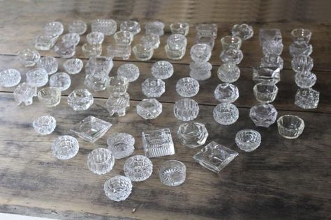 70 antique and vintage pressed pattern glass salt cellars, salts dips dishes Diy Pin Cushion, Antique Vanity Set, Retreat Ideas, Salt Cellars, Antique Vanity, Salt Cellar, Pattern Glass, Pin Cushion, Cross Jewelry