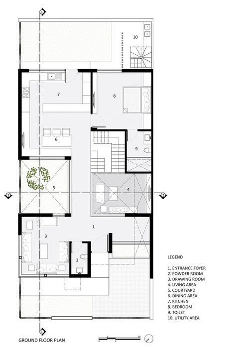 House Design with An Inward-Looking Spatial Arrangement | Arch. Lab - The Architects Diary Layout Small House, Tri Level House, Row House Design, 3 Bedroom Floor Plan, Duplex Floor Plans, Indian House Plans, Modern Floor Plans, Courtyard House Plans, Plans Architecture