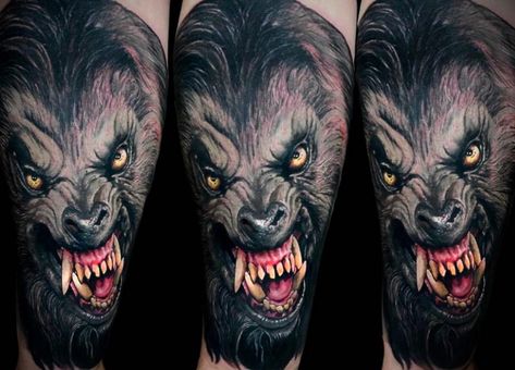 An American Werewolf in London tattoo American Werewolf In London Art, American Werewolf In London Tattoo, Warewolf Tattoo, Horror Sleeve, Werewolf Tattoo, Werewolf Drawing, An American Werewolf In London, Werewolf In London, Nice Tattoos