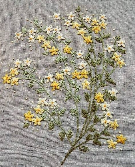 Sulaman Pita, Diy Sy, Pola Bordir, Diy Broderie, Pola Sulam, Hand Embroidery Flowers, Brazilian Embroidery, Embroidery Flowers Pattern, 자수 디자인