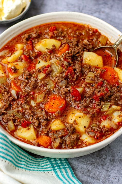 Ground Beef Stew (Instant Pot Recipe) Ground Beef Instant Pot, Poor Man's Stew, Beef Stew Instant Pot, Beef Stew With Potatoes, Beef Instant Pot, Ground Beef Stew, Instant Pot Ground Beef, Poor Mans Stew, Instant Pot Beef Stew Recipe