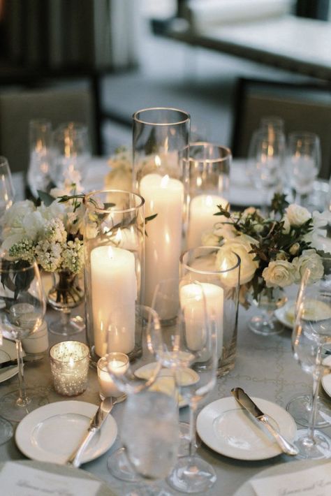 Candles On Wedding Reception Tables, Tuscany Wedding Centerpieces, Wedding Centerpieces Peonies, Circle Table Wedding Decor Candles, Simple Wedding Candle Centerpieces, Candle Trio Wedding Centerpiece, Peonies Table Decor, Candle Focused Wedding Centerpiece, Wedding Table Scape With Candles