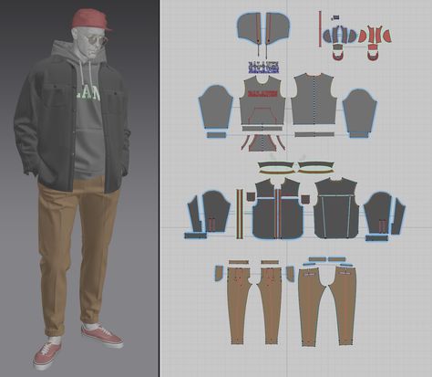 ArtStation - Marvelous Designer Character Study Marvelous Designer Pattern, 3d Garments, Designer Character, Designer Clothing Patterns, 3d Clothes, Cloth Patterns, Cyberpunk Clothes, Barbie Clothes Patterns, Hoodie Pattern