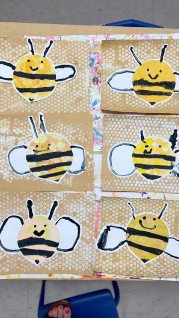 Bee Crafts Kindergarten, Honeybee Preschool Activities, May Art Kindergarten, Bumblebee Art Preschool, Bumble Bee Art Project, Bee Art Kindergarten, Bee Process Art, Insect Art Kindergarten, Bee Art For Kindergarten