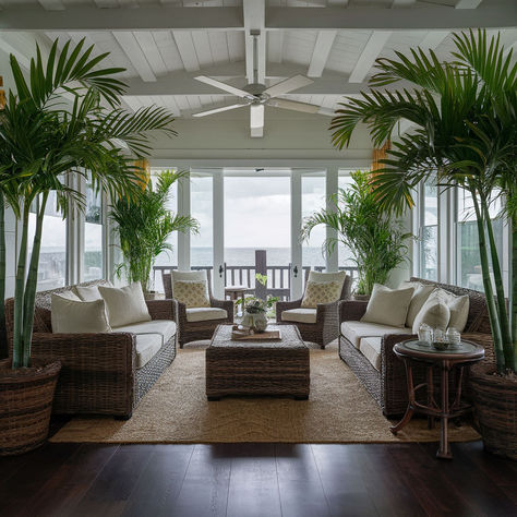 50 Sublime Beach-Inspired Decor Ideas Bahama Style House, Modern West Indies Decor, Tommy Bahama Decor, West Indies Decor, Island Home Decor, Tropical Homes, Shutter Ideas, Southern Coastal, Beach Inspired Decor