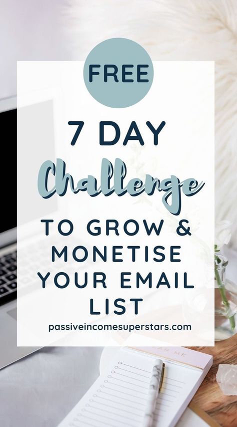 Want to grow your email list? This FREE email marketing course for bloggers will help with list building strategy and show you how to monetise an email list with zero ongoing work. I'll show you how to automate your passive income strategy and get a better work-life balance in just 7 days! #emailmarketing #blogging #listbuilding #girlboss List Challenges, Email List Building, Free Workbook, Creating A Newsletter, Affiliate Marketing Strategy, Digital Marketing Tools, Email Marketing Strategy, Marketing Resources, Marketing Course