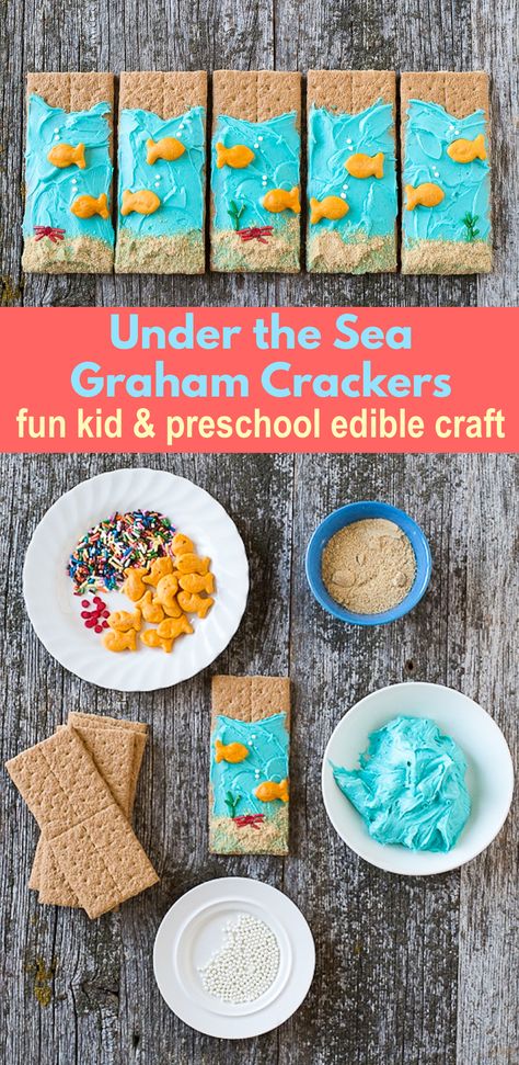 Preschool Under The Sea, Edible Kids Crafts, Under The Sea Crafts, Ocean Theme Preschool, Under The Sea Birthday Party, Sea Activities, Summer Camp Activities, Summer Camp Crafts, Under The Sea Birthday