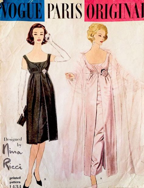 Nina Ricci Vogue Sewing Pattern - Most Expensive Sewing Patterns - Melly Sews Old Sewing Patterns, Evening Dress Sewing Patterns, Vintage Clothes Patterns, Melly Sews, Vintage Vogue Patterns, Vogue Dress, Vintage Dress Patterns, Vogue Sewing, Dress Making Patterns