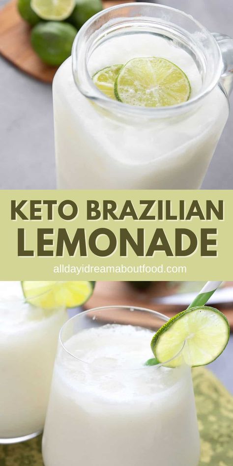 This Brazilian Lemonade Recipe is a delightfully refreshing sugar-free beverage. Only 4 simple ingredients required to make this easy keto friendly drink! It will be the hit of your summer. Brazilian Lemonade Recipe, Brazilian Lemonade, Sugar Free Drinks, Keto Cocktails, Low Carb Drinks, Keto Diet List, Desserts Keto, Lemonade Recipe, Diet Breakfast Recipes