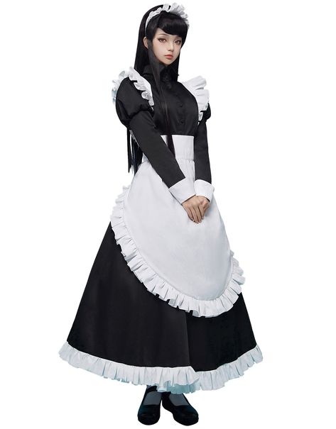 PRICES MAY VARY. NOTE -- This product belongs to the brand MICOTAKU. Licensed product from Komi Can't Communicate. PACKAGE -- The whole Komi Shoko cosplay costume includes blouse, maid dress, apron, maid headband, and cat ear. DESIGN -- The black long-sleeves top shirt is closed with buttons in front with white cuffs. The black skirt features a ruffle at the hemline. The apron features ruffles, which makes it more elegant and feminine. The back of the apron is designed with Velcro. You just pin Cat Maid Cosplay, Hospital Dress For Patient, Black Kimono Traditional, Long Maid Dress, Ghost Maid, Cute Maid Dress, Shoko Cosplay, Maid Dress Uniform, Maid Headband